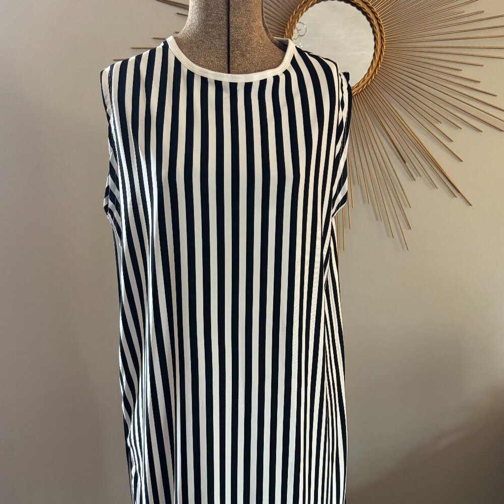 Black and White Striped Fringe Tunic